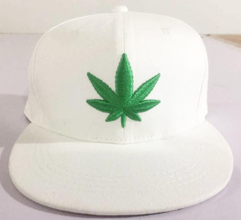 Chronic 420 Weed Leaf White Snapback Hat - LayzieGear.com