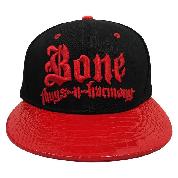 Black w/ 'Crocodile' Red Brim Bone Thugs n Harmony Snapback Hat