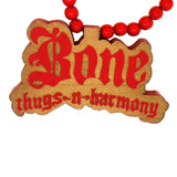 Bone Thugs N Harmony Wooden Pendant & Chain Red - LayzieGear.com